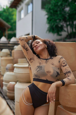 Купальник раздельный с spf35 'Sirena & OKTO + Рашгард ТАТУ”, комплект