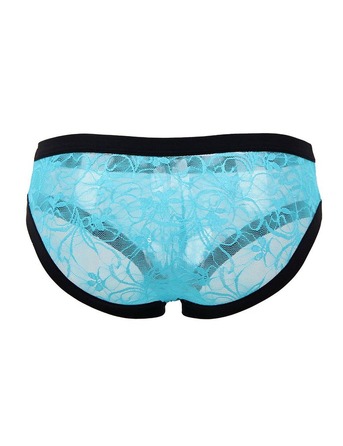 Чоловічі мереживні труси Star Night блакитні з чорним оздобленням, XS