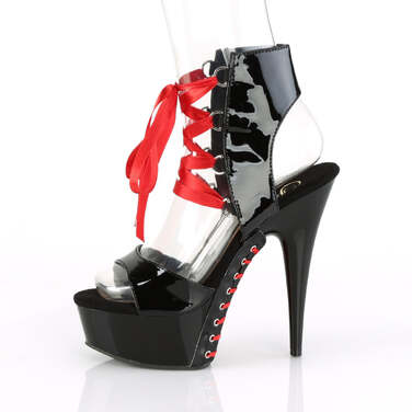 Босоножки Delight-600-14FH, каблук 6 дюймов, 3,5 см, PF-шнуровка спереди, черные