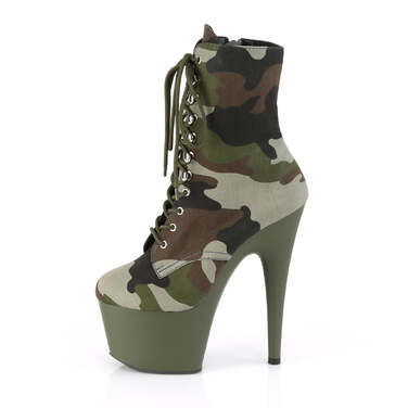 Ботинки Adore-1020CAMO *Каблук 7 дюймов, 2 3/4 дюйма, шнуровка, боковая молния, зелёные
