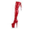 Чоботи Pleaser Flamingo-3063 на підборах 8 дюймів, еластичні черевики до стегна 4 дюйми зі шнурівкою ззаду, збоку блискавка, червоні