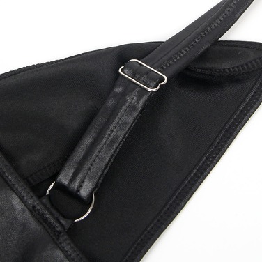 Платье из искусственной кожи и ремешками на руки и шею Star Night с трусиками, черный, XL