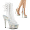 Ботильоны Pleaser Bejeweled-1018DM-6, каблук 15 см, 3/4-сантиметровый PF, открытый носок/пятка, молния сбоку, прозрачный/серебристый