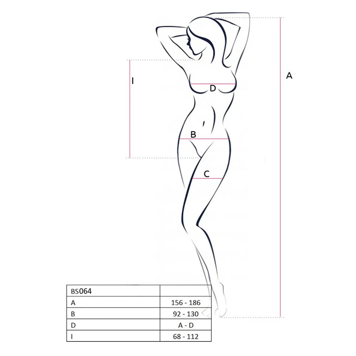 Боді BS064 Passion з ажурними мотивами та відкритим доступом, чорний