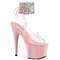 Босоніжки Pleaser Adore-791-2RS *7 дюймів на підборах, 2 3/4 дюйма з PF стразами та манжетою на щиколотці, прозорі/ніжно-рожеві