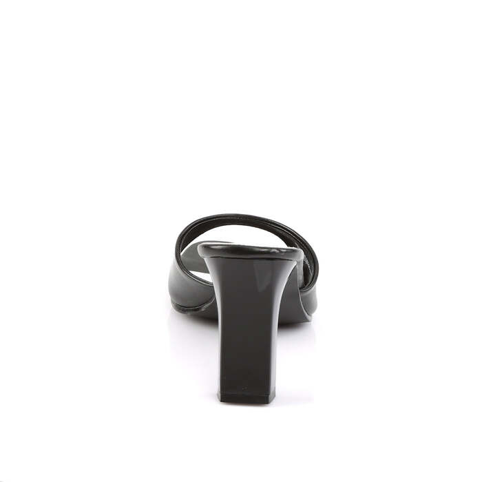 Шльопанці Romance-301-2 **Чорні шльопанці на квадратному каблуці 3 1/4 дюйма