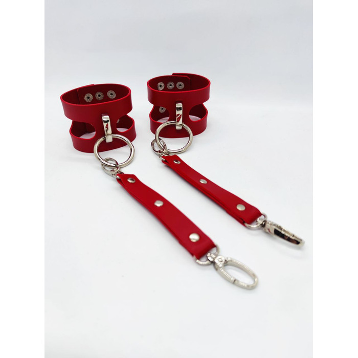Ошейник с поводком и наручниками Candy Hero 'Fet 25' RED, экокожа, ручная работа