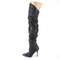 Чоботи Pleaser Classique-3011 на високих підборах 4 дюйми з підкладкою з штучного хутра, блискавка збоку, чорні, веганська шкіра