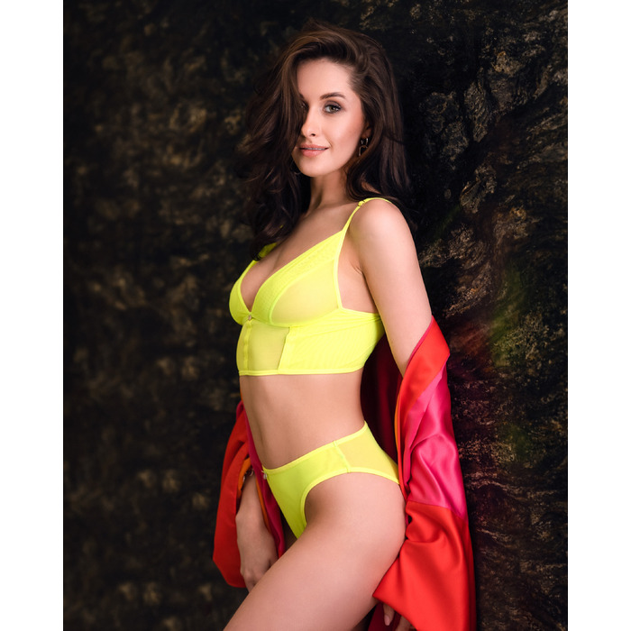 Комплект топ с трусиками Obsessive Neonia желтый, S/M
