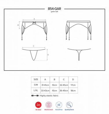 Пояс со стрингами черный Obsessive 854-GAR-1 L/XL