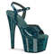 Босоніжки Pleaser Adore-709GP на підборах 7 дюймів, з ремінцем на щиколотці 2 3/4 дюйма, бірюзового кольору