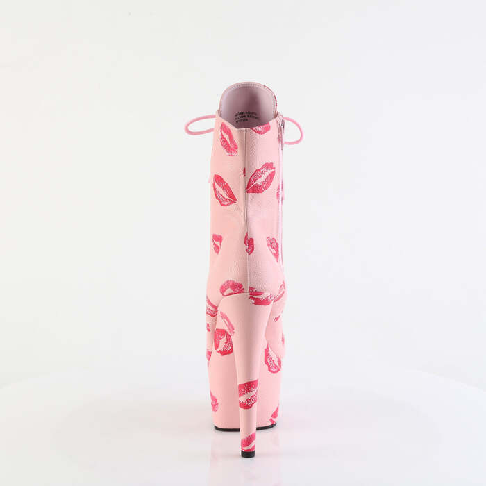 Ботильоны Adore-1020KISSES, каблук 7 дюймов, 2 3/4 дюйма, шнуровка, рисунок губ, молния сбоку, нежно-розовый