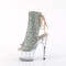 Ботильоны Pleaser Adore-1018C-RS с каблуком 7 дюймов, открытым носком и пяткой 2 3/4 дюйма, боковыми молниями, серебристыми стразами AB/прозрачными