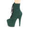 Чоботи Pleaser Adore-1020FS *7-дюймовий каблук, 2 3/4-дюймові черевики до щиколотки зі шнурівкою спереду, бічна блискавка, зелена штучна замша
