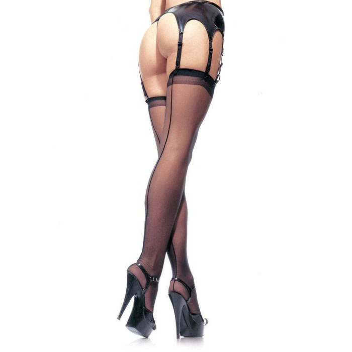 Панчохи з мереживною коронкою One Size Nuna Sheer Thigh High Stockings від Leg Avenue, чорні