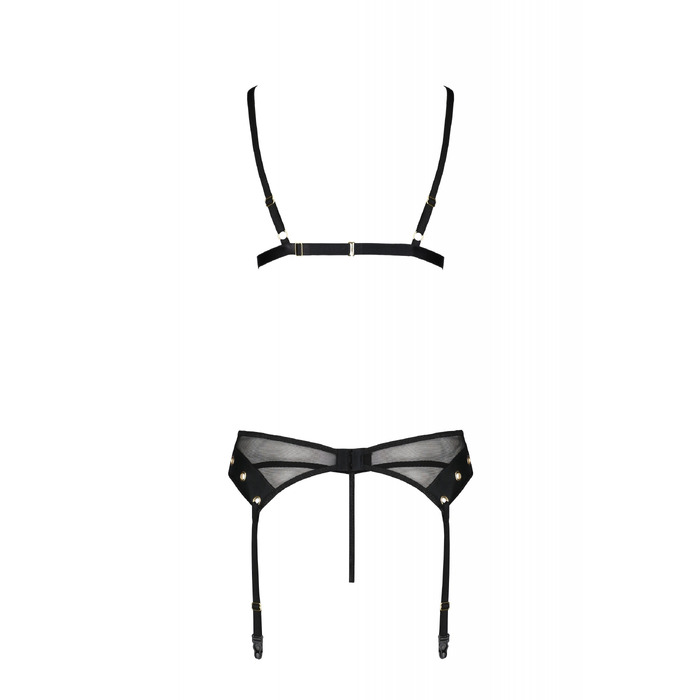 Комплект белья со шнуровкой по лифу и поясом для чулок NESSY SET black S/M - Passion