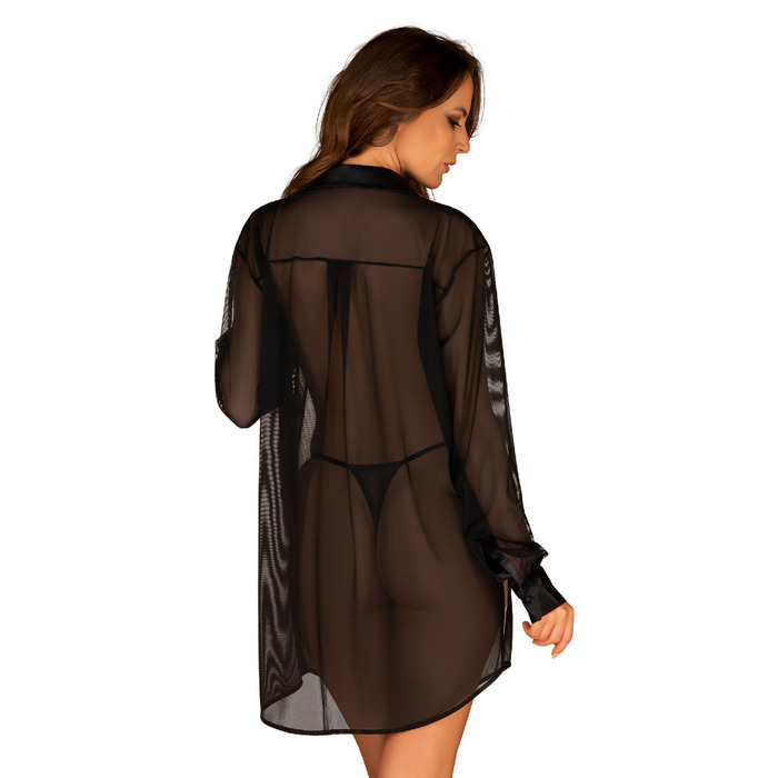 Сексуальный халат-рубашка Obsessive Stellya babydoll black M/L