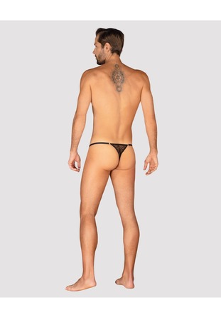 Чоловічі стрінги з ромбоподібними візерунками Severio Obsessive, чорні, One Size