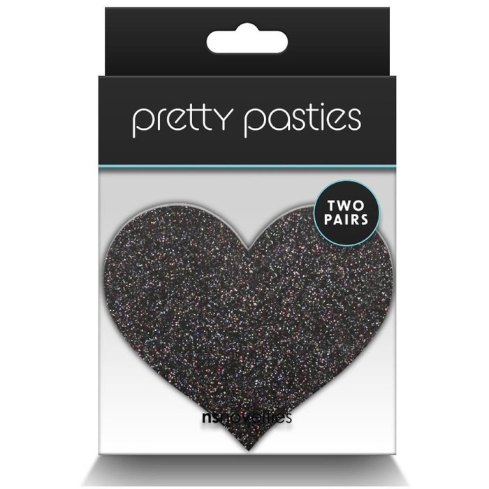 Набор из 2-х пар пестисов в форме сердца NS Novelties Pretty Pasties Glitter Hearts, черный/золотой