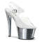 Босоножки Pleaser Sky-308, каблук 7 дюймов, хромированный ремешок на щиколотке шириной 2 3/4 дюйма, прозрачный/серебристый
