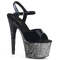 Босоніжки Pleaser Adore-709OMBRE на підборах 7 дюймів, 2 3/4 дюйма з блискітками та ремінцем на щиколотці Ombre, чорні/срібні
