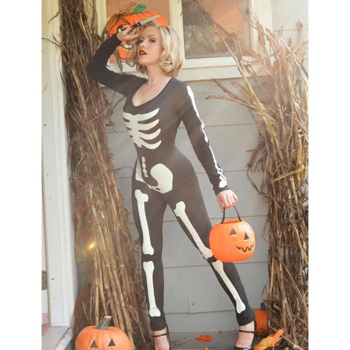 Костюм скелета, світиться у темряві Leg Avenue Womens Skeleton Bodysuit Halloween, розмір S