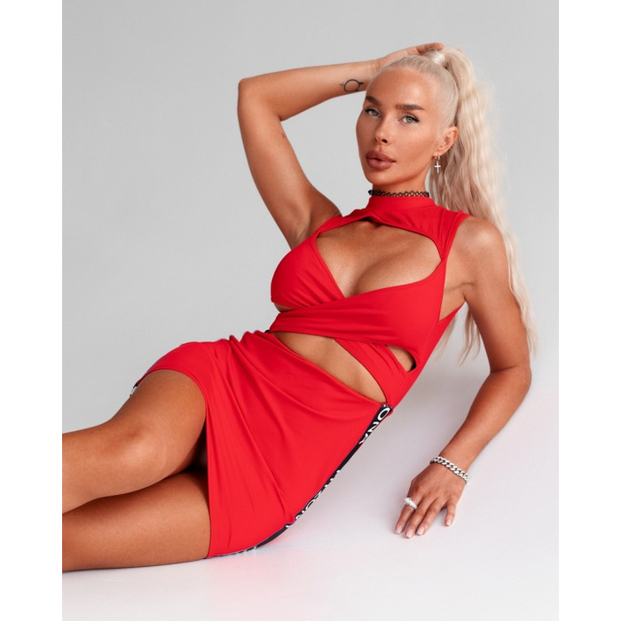 Плаття Fitzona RED DRESS WITH CROSSED TOP AND ZIPER