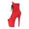 Ботинки Pleaser Flamingo-1021FS *Каблук 8 дюймов, 4-дюймовый PF открытый носок, шнуровка, боковая молния, красные