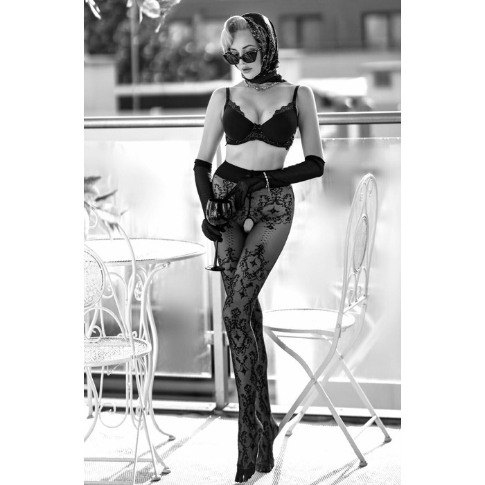 Колготки Ballerina's Secret з візерунками та відкритим доступом, чорні, S/M