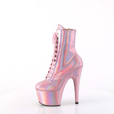 Чоботи Adore-1020HG *7-дюймовий каблук, 2 3/4-дюймові черевики на шнурівці зпереду, блискавка збоку, ніжно-рожеві