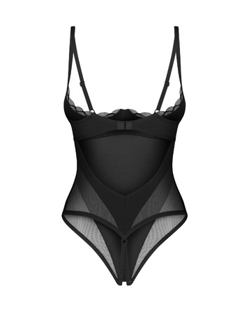 Боди с открытым бюстом и доступом Obsessive Stelisa черный, S/M