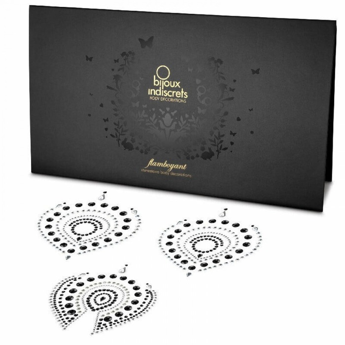 Прикраси для грудей та бікіні зі стразами Flamboyant від Bijoux Indiscrets, сріблясто-чорні