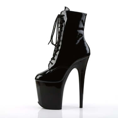 Ботинки Flamingo-1020, каблук 8 дюймов, 4-дюймовые PF-ботинки, шнуровка спереди, молния сбоку, чёрные