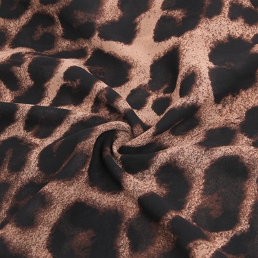 Сексуальний шифоновий довгий халат з поясом і декоративним пір'ям Star Night леопардовий принт, M