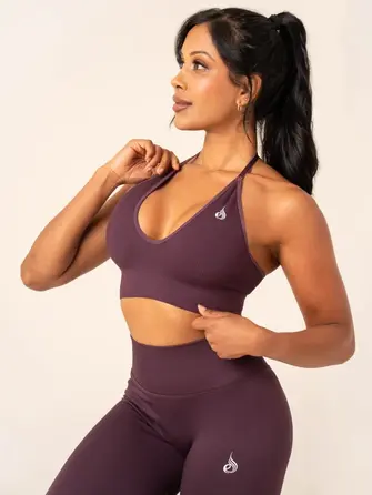 Топ Ryderwear Lift Rib Seamless Halter Sports Bra - Plum