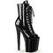 Чоботи Pleaser Boots Xtreme-1021 на підборах 8 дюймів, чоботи на шнурівці з відкритим носком 4 дюйми, з блискавкою збоку, чорні