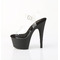 Босоножки Pleaser Adore-708, каблук 7 дюймов, ремешок на щиколотке шириной 2 3/4 дюйма, прозрачный/матовый черный