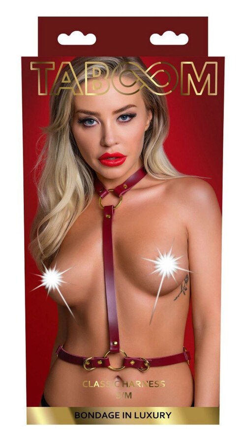 Портупея класична Taboom Bondage in Luxury Classic Harness червона, L-XL
