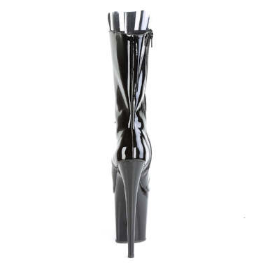 Чоботи Flamingo-1051 на підборах 8 дюймів, чоботи з відкритим носком 4 дюйми, шнурівкою до середини ікри, з блискавкою збоку, чорні