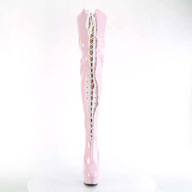Чоботи Delight-3027 *6 дюймів на підборах, двоколірні чоботи до стегна 1 3/4 дюйма, блискавка спереду, рожеві