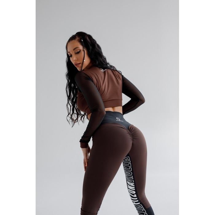 ЛЕГІНСИ BROWN LEGGING WITH BLACK BELT AND LEGS PRINT