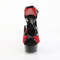Босоніжки Pleaser Delight-652-1 *6 дюймів на підборах, 1 3/4 дюйма, двоколірні босоніжки з відкритим носком, чорні лаковані, червоні, з сітки, чорні