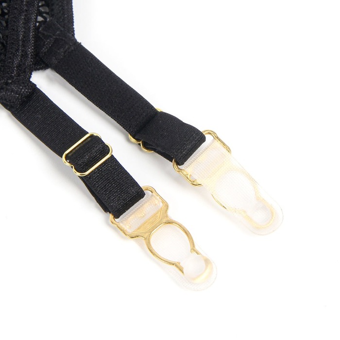 Корсет з гартерами та підв'язками Star Night на блискавці, чорний, XS-S