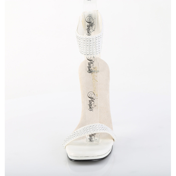 Босоножки Chic-40, каблук 4 1/2 дюйма, ремешок на щиколотке шириной 1/4 дюйма, с ремешком на щиколотке, молния сзади, белая искусственная кожа/белый