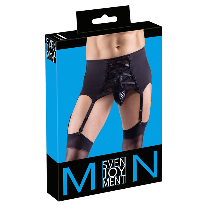 Мужской пояс для чулок Sven Joy Ment Men's Suspender Belt с кружевной вставкой и шнуровкой, S