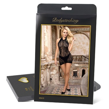 Платье полупрозрачное Star Night с вырезами и открытой спиной, черное, XS-M