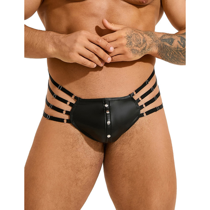 Стринги мужские черные STAR Night с регулирующими резинками по бокам, L