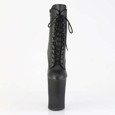 Ботинки Worship-1020, без каблука 10 дюймов, высота ботинок 4 3/4 дюйма, шнуровка спереди, молния внутри, чёрная искусственная кожа