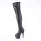 Сапоги Pleaser Adore-3011, каблук 7 дюймов, высота 2 3/4 дюйма, открытый носок, боковая молния, чёрная искусственная кожа/чёрный