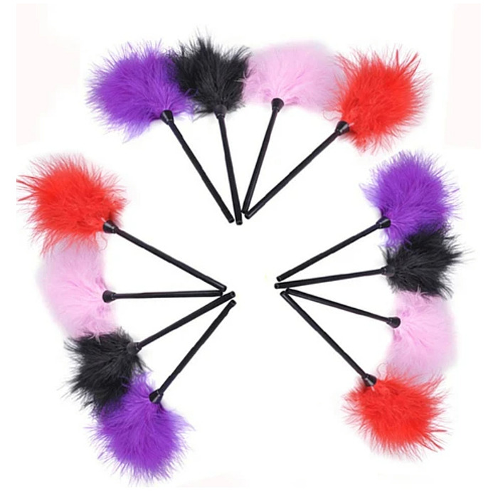 Перышко красное DS Fetish на длинной ручке, 40 см